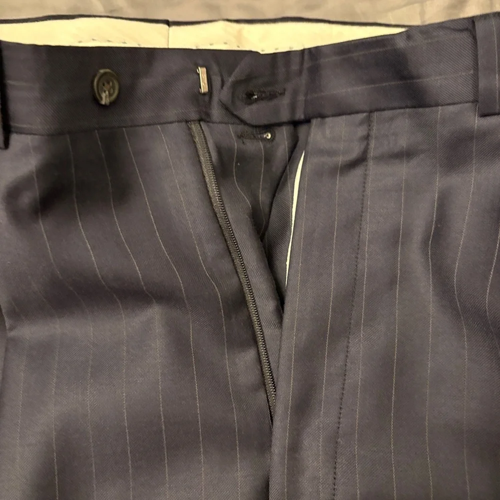 Ralph Lauren Navy Pinstripe Suit 42R and 36/30 pants - slightly imperfect cuff
